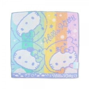 Sanrio Hello Kitty Face Towel / Mini Washcloth Kawaii Pastel Rainbow 9.8”